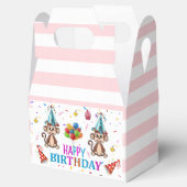 Ballotins Happy Birthday Gable Favor Box Pink Stripe Monkeys (Ouvert)