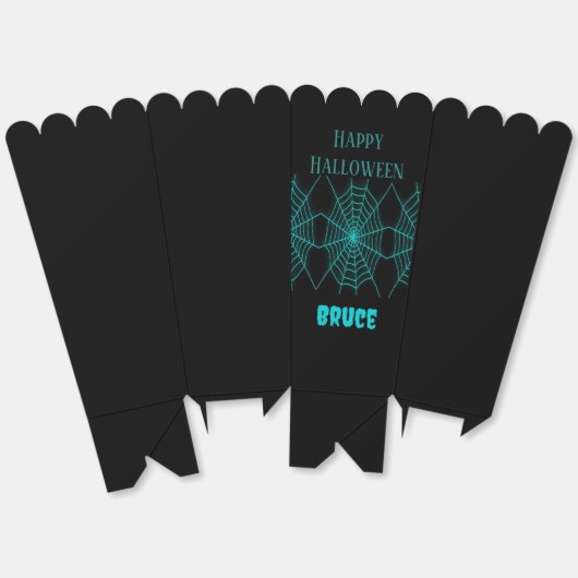 Ballotins Happy Halloween neon bleu spiderweb noir (Déplié)
