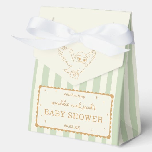 Ballotins Harry Potter Hedwig Green Stripe Baby Shower (Recto)