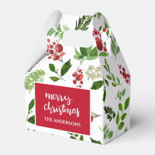 Ballotins Holly Feuille Red Berry Aquarelle Motif Holiday