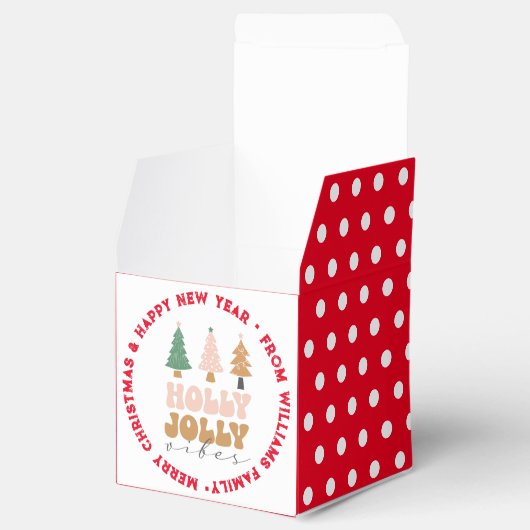 Ballotins holly jolly vibes, christmas rétro red script dots (Ouvert)