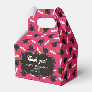 Ballotins Hot Pink Cap Diplomas Pattern Graduation Thank You