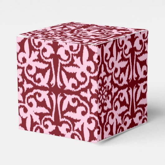 Ballotins Ikat damask pattern - Bourgogne et rose (Verso)
