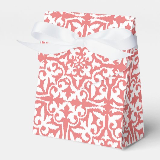 Ballotins Ikat damask pattern - Coral rose et blanc (Verso)