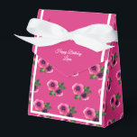 Ballotins illusima Fleur rose Motif cadeau d'anniversaire/<br><div class="desc">illusima Blanc Ruban rose Fleurs Motif Anniversaire boîte cadeau / Ballotin. Parfait pour une fête d'anniversaire à thème pour enfant.</div>
