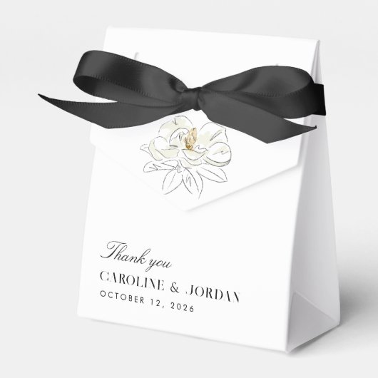 Ballotins Illustration de Magnolia blanc Mariage minimal mod (Verso)