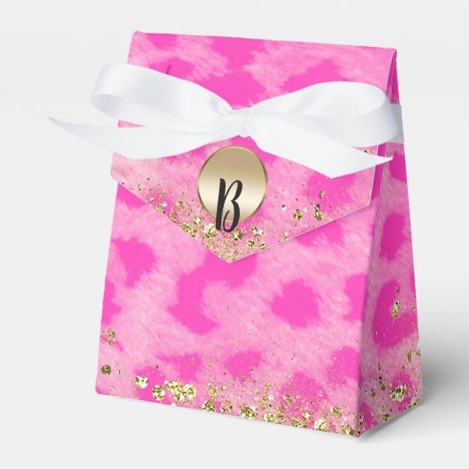 Ballotins Imprimé léopard rose paillettes or monogramme (Verso)