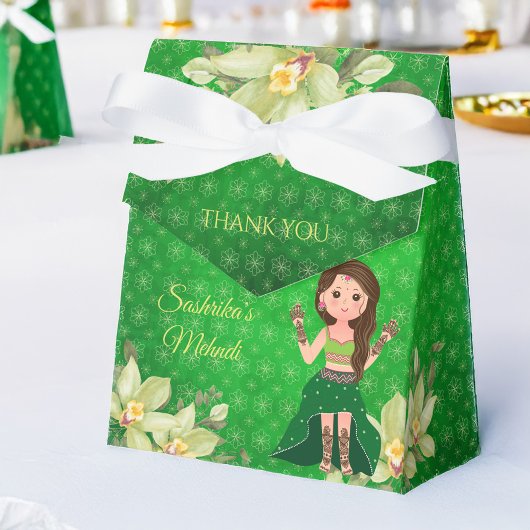 Ballotins Indian wedding Mehndi green cartoon favor