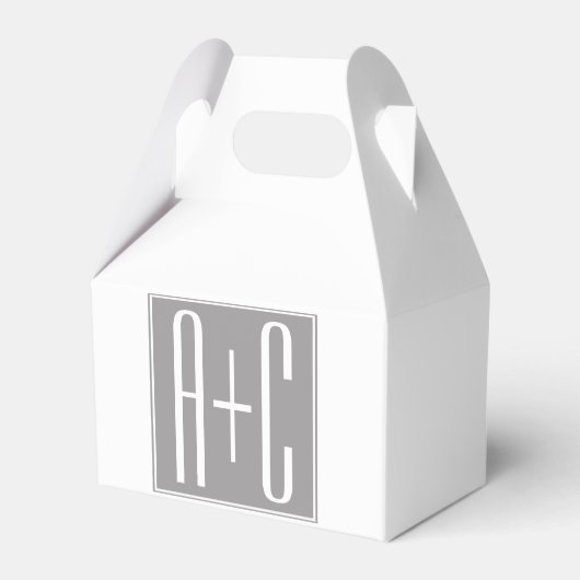 Ballotins Initiales de couple modifiables | Blanc et gris (Arrière)