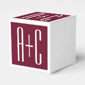 Ballotins Initiales de couples simples | Blanc et bordeaux (Verso)