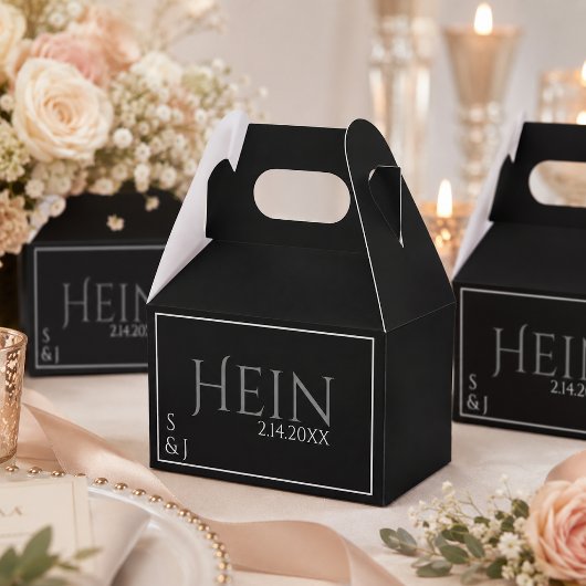 Ballotins Initiales de monogramme noir Date Mariage