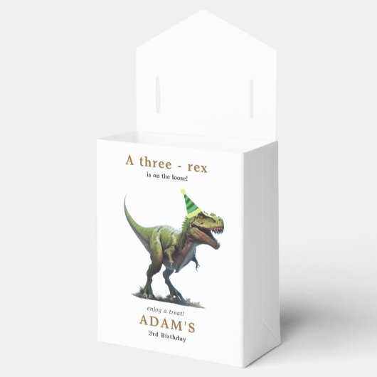 Ballotins Invitation d'anniversaire de Dinosaur, trois rex A (Ouvert)