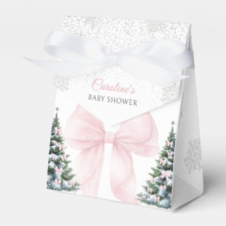 Ballotins It's Cold Outside Pink Bow Baby Shower Favor Box