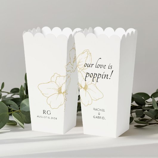 Ballotins Ivoire | Chic Floral Couple Popcorn Ballotin