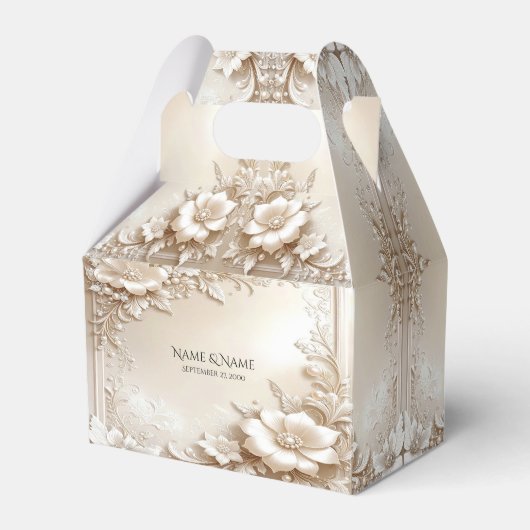Ballotins Ivory Flowers Favor Box (Verso)
