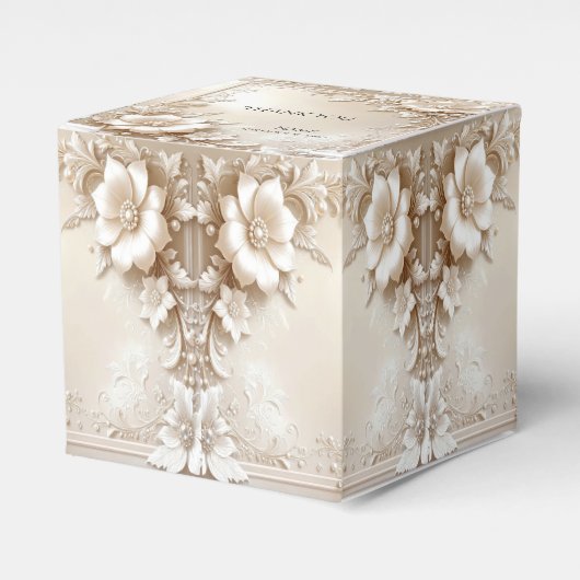 Ballotins Ivory Flowers Favor Box (Verso)