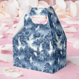 Ballotins Jardin d'eau japonais en porcelaine blanche bleue