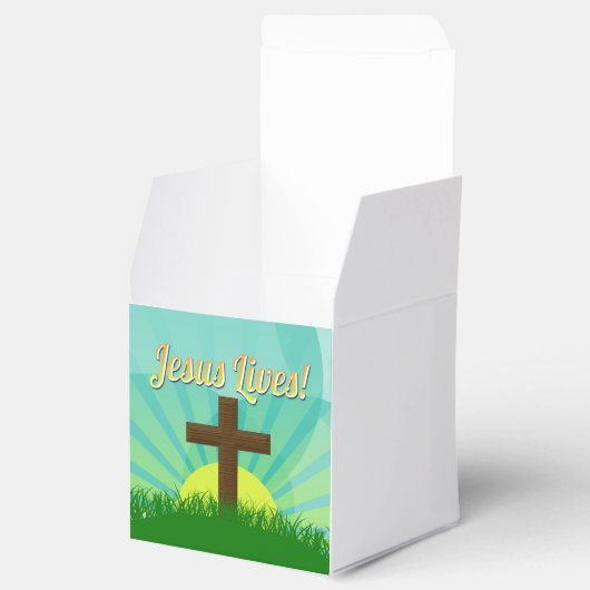 Ballotins Jésus vit en bleu/Brown Croix de Pâques chrétienne (Ouvert)