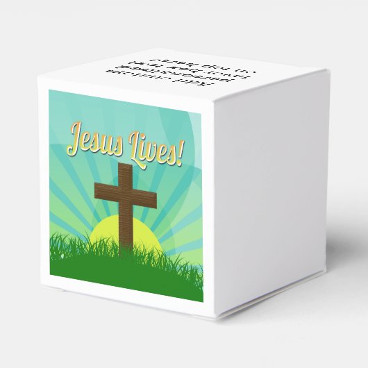 Ballotins Jésus vit en bleu/Brown Croix de Pâques chrétienne (Arrière)