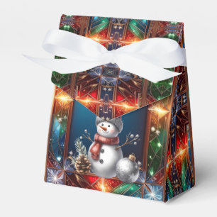 Ballotins Joli bonhomme de neige dans un cadre de vitrail, f