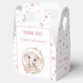 Ballotins Joli Eléphant rose Fleurs Baby shower blanc (Ouvert)