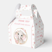 Ballotins Joli Eléphant rose Fleurs Baby shower blanc (Verso)
