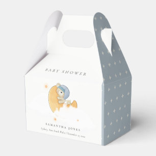 Ballotins Joli Ours Bleu Sommeil Sur Lune Baby shower Garçon