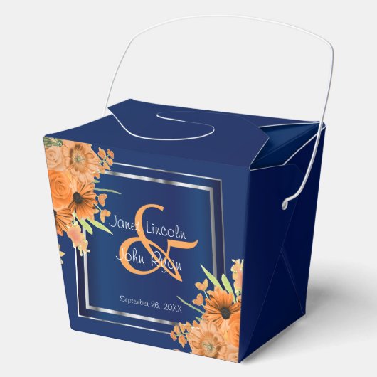 Ballotins Jolies fleurs orange sur bleu marine (Recto)