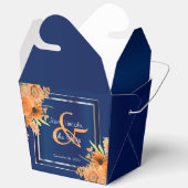 Ballotins Jolies fleurs orange sur bleu marine (Ouvrir)
