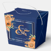 Ballotins Jolies fleurs orange sur bleu marine (Verso)