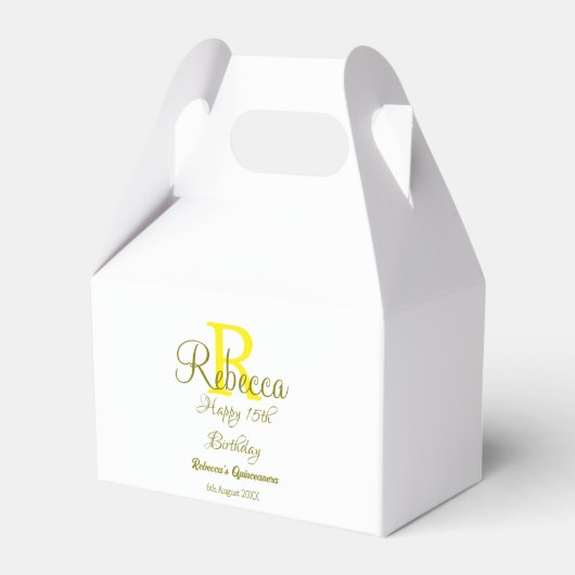 Ballotins Joyeux 15e anniversaire jaune ajouter nom monogram (Verso)