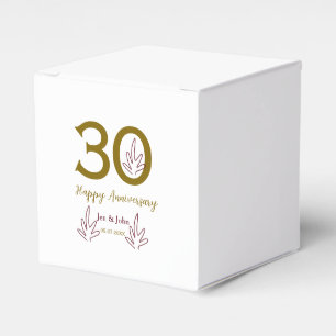 Ballotins Joyeux 30e anniversaire nom date feuille rouge dor