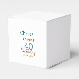 Ballotins Joyeux 40e anniversaire nom date marron turquoise