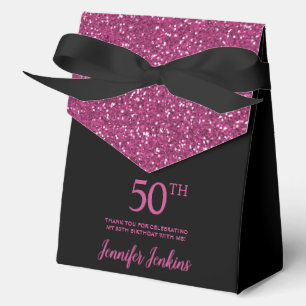 Ballotins Joyeux 50e Anniversaire Noir Rose Chaud Paillettes