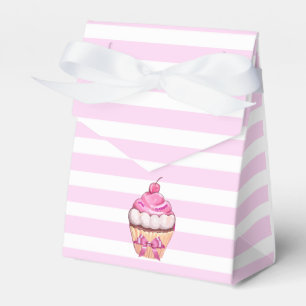 Ballotins Joyeux Anniversaire Cupcake rose cerise avec boîte