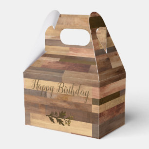 Ballotins Joyeux anniversaire Faux Wood avec Laurel Ballotin