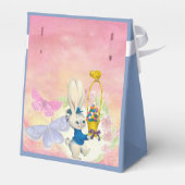 Ballotins Joyeux lapin de Pâques Monogramme Aquarelle Bleu E (Arrière)