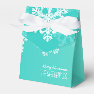 Ballotins Joyeux Noël élégant Cyan Snowflakes Motif