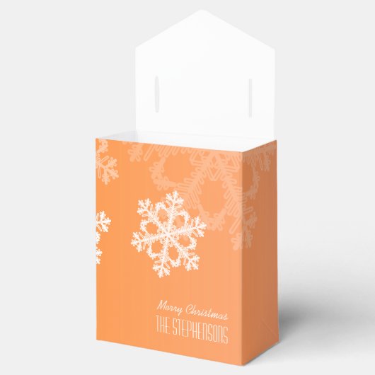 Ballotins Joyeux Noël élégant Orange Snowflakes Motif (Ouvert)