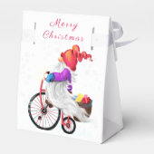 Ballotins Joyeux Noël - Gnome drôle avec vélo et cadeaux  (Arrière)