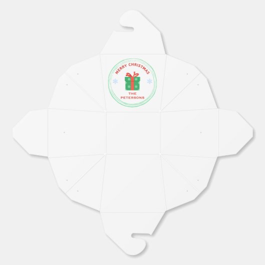 Ballotins Joyeux Noël rouge boîte cadeau de texte en blanc (Déplié)