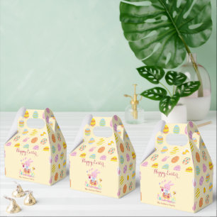 Ballotins Joyeux Pâques Pink Bunny Jardin Oeuf Motif Jaune