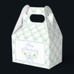 Ballotins Joyeux Trellis de Noël et Swag avec Bleu Bow<br><div class="desc">Ce ballotin chic présente un design de Noël du grand-millénaire avec un sabot bleu et vert avec arc bleu avec un texte qui dit "Joyeux Noël à vous". L'arrière - plan est décoré de motif trellis bleu et vert.</div>