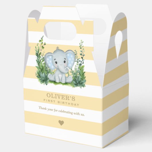 Ballotins Jungle Eléphant Jaune 1er anniversaire Merci (Ouvert)