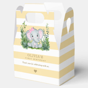 Ballotins Jungle Eléphant Jaune fille 1er anniversaire Merci