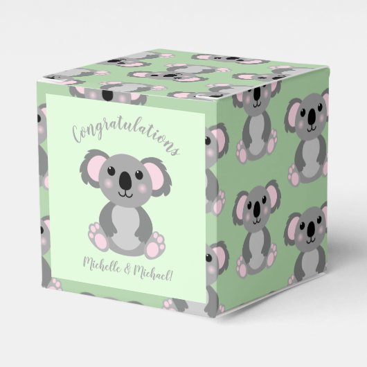 Ballotins Koala Bear Baby shower vert genre neutre (Verso)