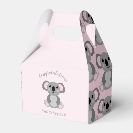 Ballotins Koala ours Baby shower fille rose (Verso)