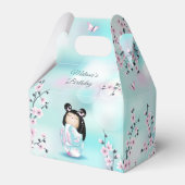 Ballotins Kokeshi Doll Cerise Blossoms Turquoise (Arrière)