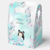 Ballotins Kokeshi Doll Cerise Blossoms Turquoise (Ouvert)