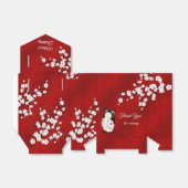 Ballotins Kokeshi poupée blanc rouge Merci d'anniversaire (Déplié)